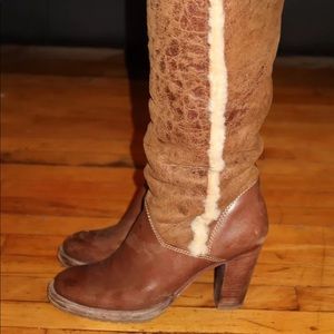 Kors Michael Kors leather shearling boots 6W 7W